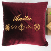 Pillow With Name and Folk Marks Embroidery